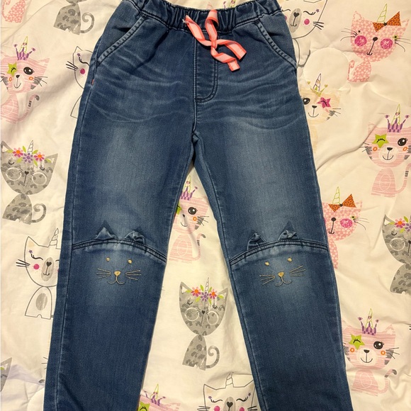 Mini Boden Denim Jeans with Heart and Cat Designs - Picture 2 of 5
